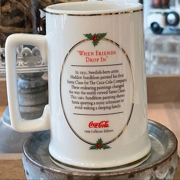 Vintage Coca-cola 1996 “WHEN FRIENDS DROP IN”  Christmas Mug - Picture 2 of 3